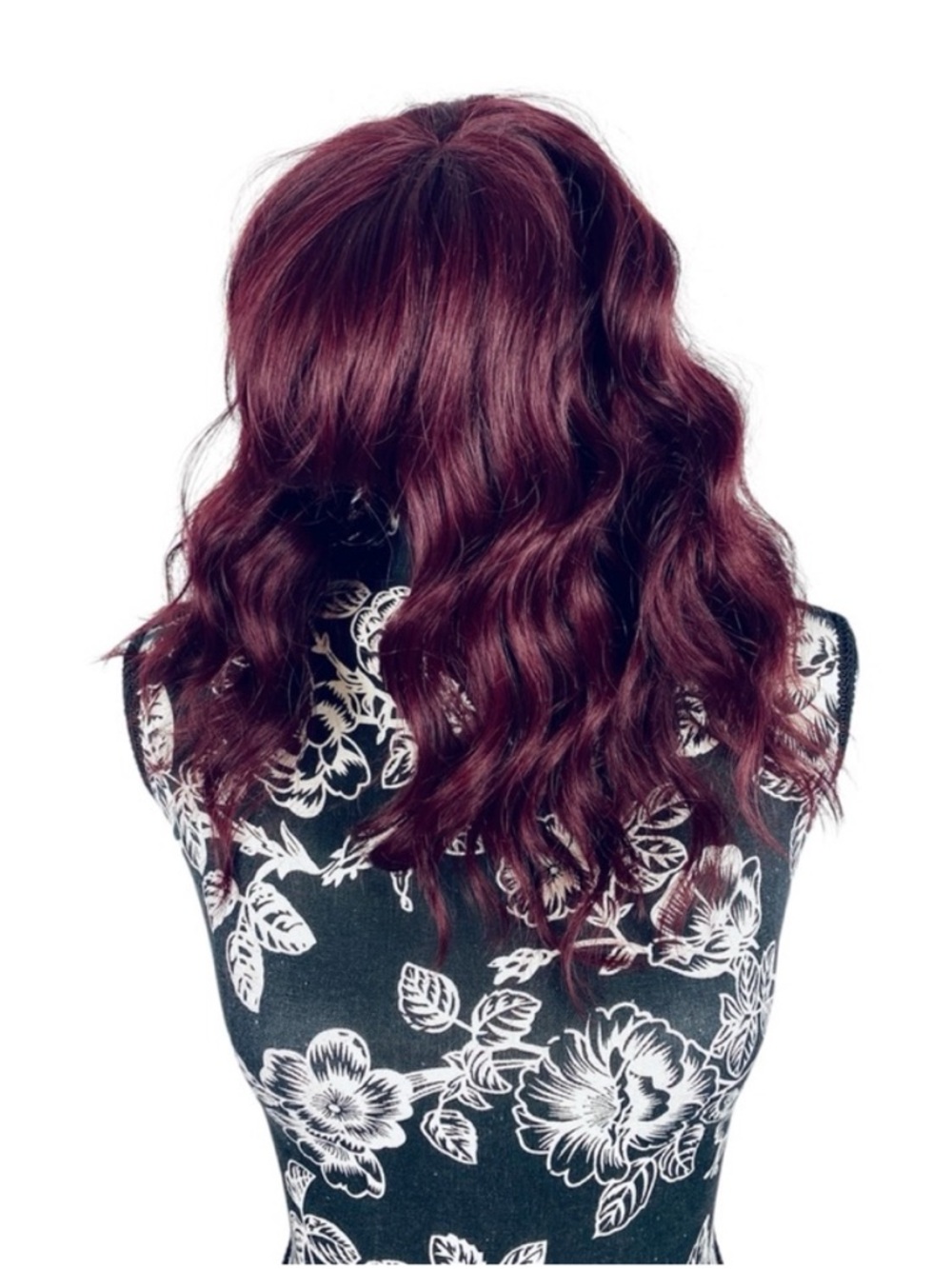 5 for $25 maroon/burgundy short shoulder length loose curl wig